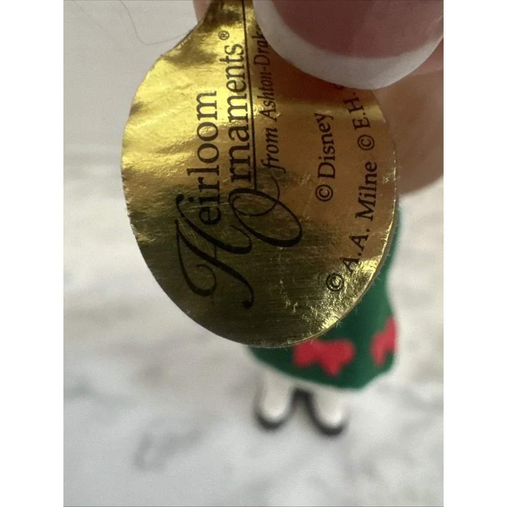 Ashton Drake Ornament Christmas Mistletoe Piglet Disney Vintage Flocked